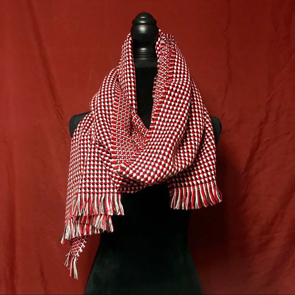 EUC red, white & black patterned scarf.
